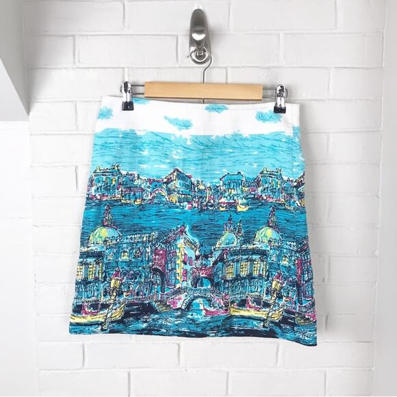 Talbots Venice Italy Printed Scene Textured Skirt Size 6P - Picture 1 of 8